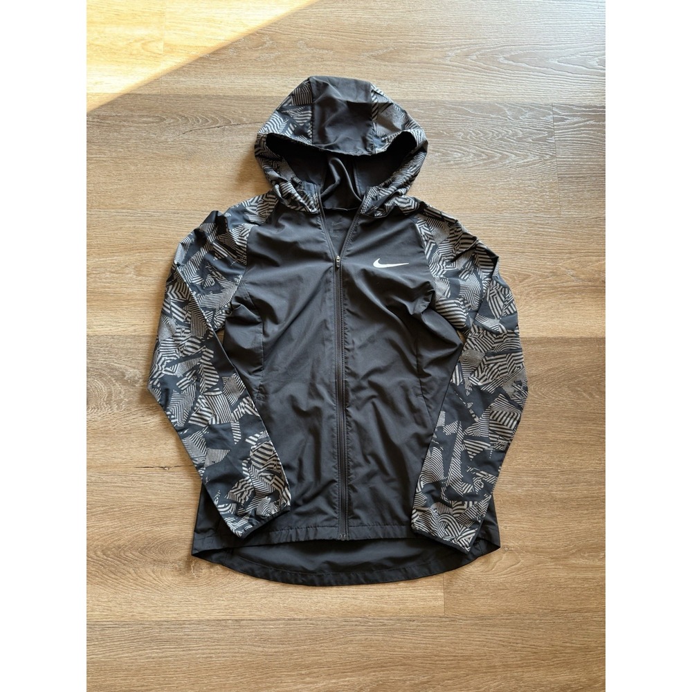 Nike‎ Women's Full Zip Windbreaker Jacket Grey & Black Size S